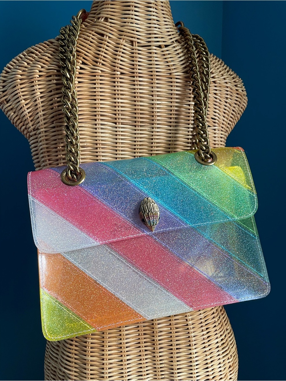 Kurt Geiger London Rainbow Glitter Vinyl Kensington Bag